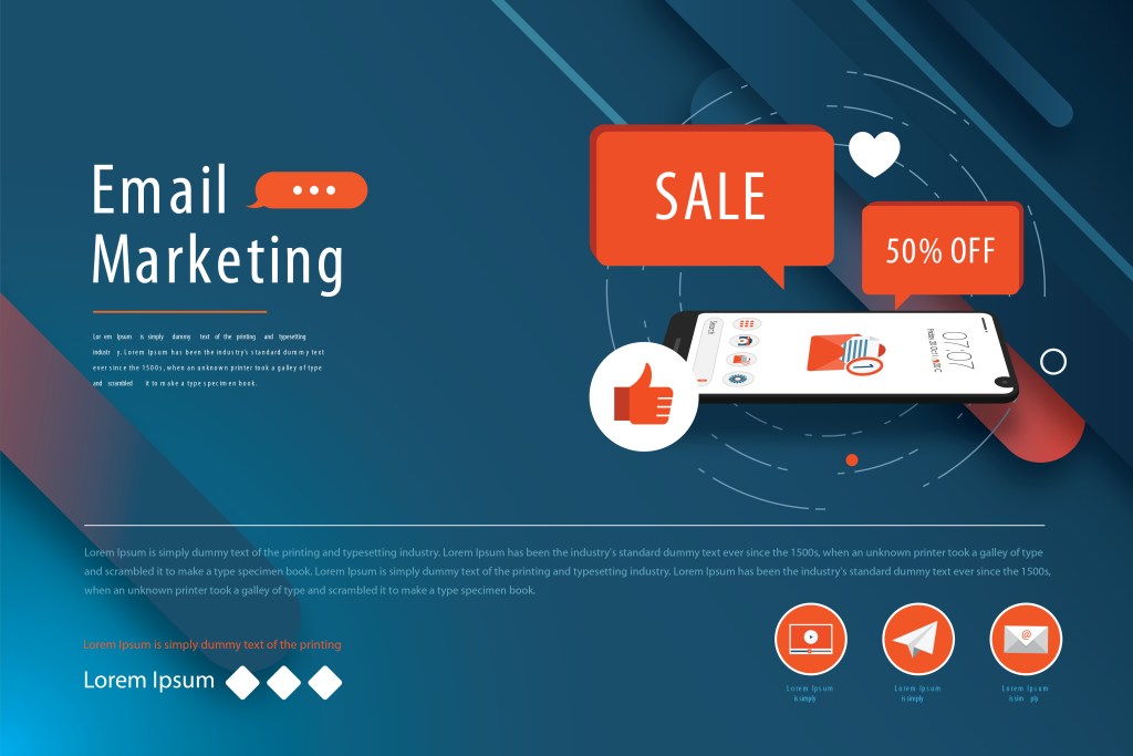 Email marketing concept leading to sales.