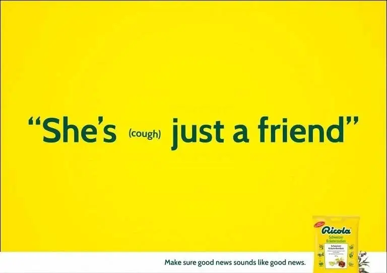 An example of persuasive copy from a recent Ricola ad, showcasing the pain points of their target market.