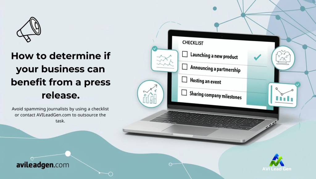 An image displaying a checklist for companies to determine whether or not a press release is valid for their business.